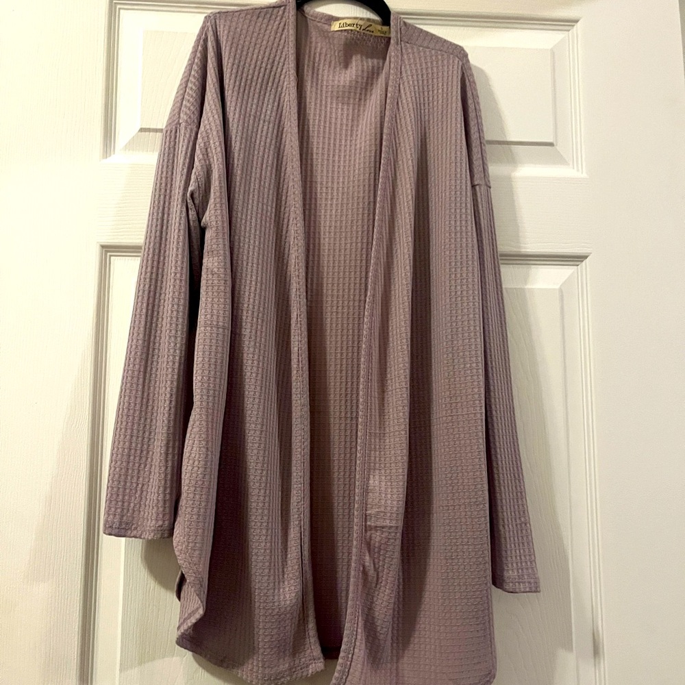BRAND NEW lavender waffle knit cardigan